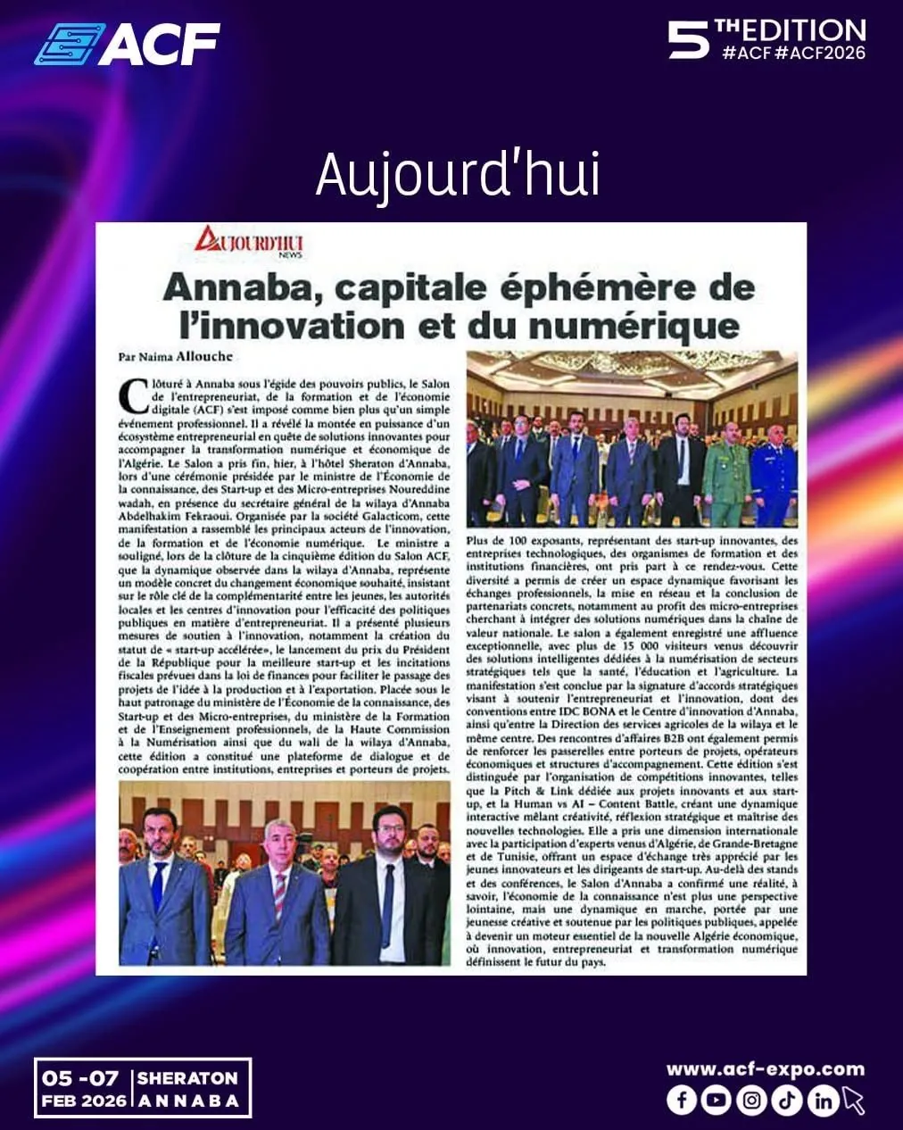 Aujourd'hui : Annaba, capitale éphémère de l'innovation et du numérique